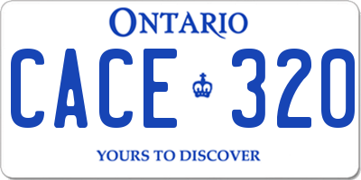 ON license plate CACE320