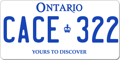 ON license plate CACE322