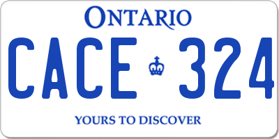 ON license plate CACE324