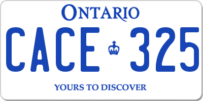 ON license plate CACE325