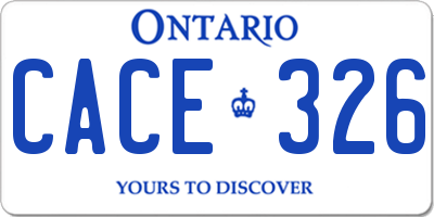 ON license plate CACE326