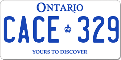 ON license plate CACE329