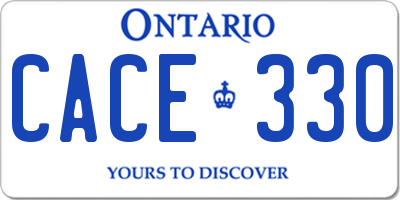 ON license plate CACE330