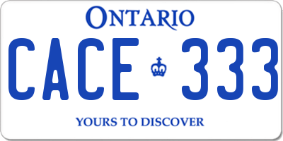 ON license plate CACE333