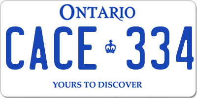 ON license plate CACE334