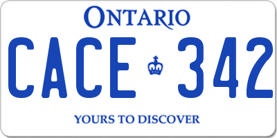 ON license plate CACE342