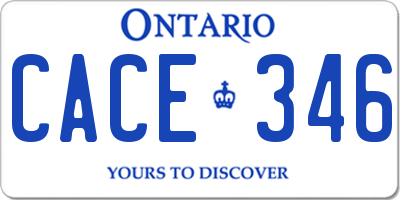 ON license plate CACE346