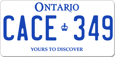 ON license plate CACE349