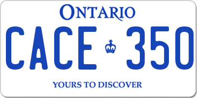 ON license plate CACE350