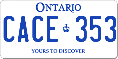 ON license plate CACE353