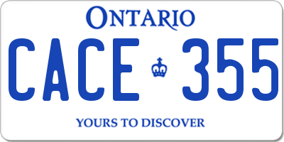 ON license plate CACE355