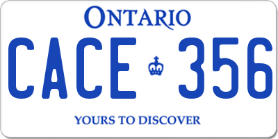 ON license plate CACE356