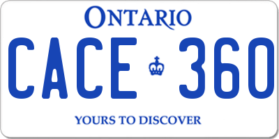 ON license plate CACE360