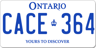 ON license plate CACE364