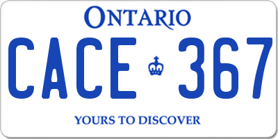 ON license plate CACE367