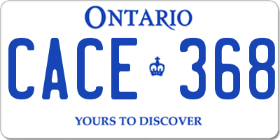 ON license plate CACE368