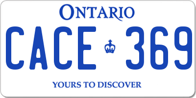 ON license plate CACE369