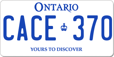 ON license plate CACE370