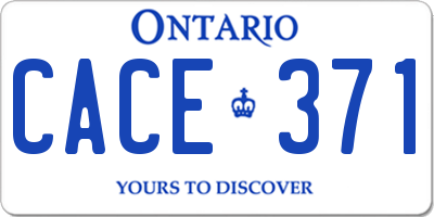 ON license plate CACE371