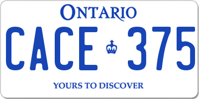 ON license plate CACE375