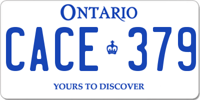 ON license plate CACE379