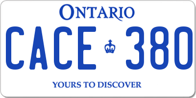 ON license plate CACE380