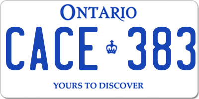 ON license plate CACE383