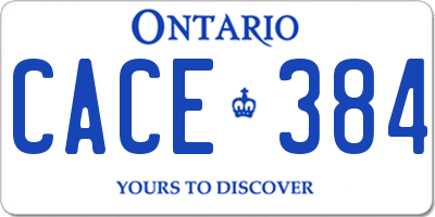 ON license plate CACE384