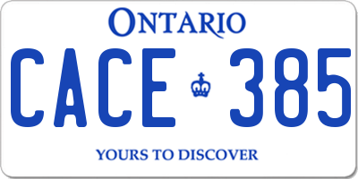 ON license plate CACE385