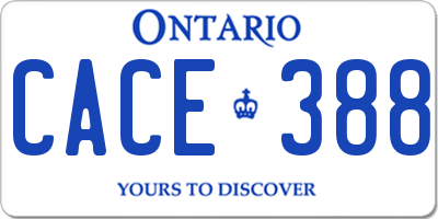 ON license plate CACE388