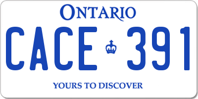 ON license plate CACE391