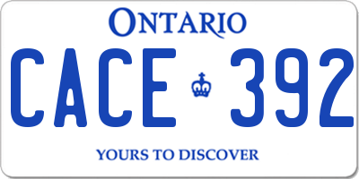 ON license plate CACE392