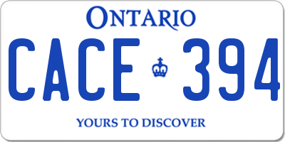 ON license plate CACE394