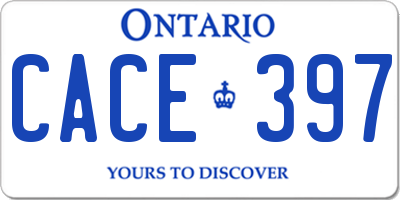 ON license plate CACE397