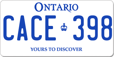 ON license plate CACE398