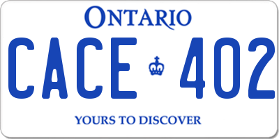 ON license plate CACE402