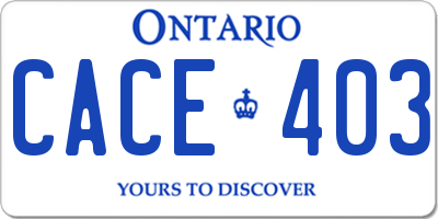 ON license plate CACE403