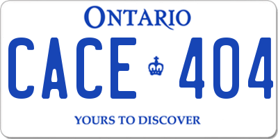 ON license plate CACE404