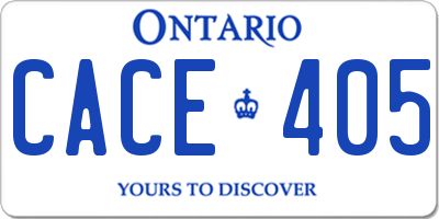 ON license plate CACE405