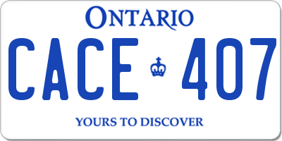 ON license plate CACE407