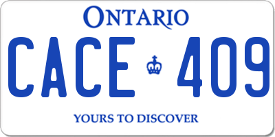 ON license plate CACE409