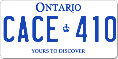 ON license plate CACE410