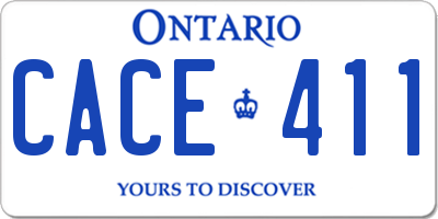 ON license plate CACE411