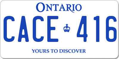 ON license plate CACE416