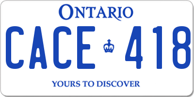 ON license plate CACE418