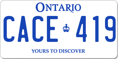 ON license plate CACE419