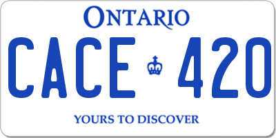 ON license plate CACE420