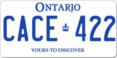 ON license plate CACE422