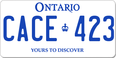 ON license plate CACE423