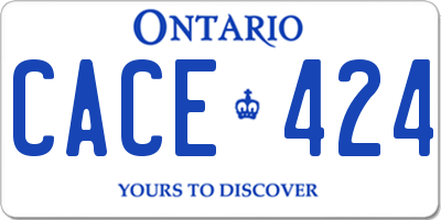 ON license plate CACE424